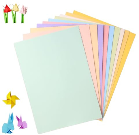 60 Blatt Tonkarton 10 Farben Bastelkarton A4 Bastelpapier Pastell Farbkarton zum Basteln Buntpapier Tonpapier für DIY Handwerk Projekte Origami Malen