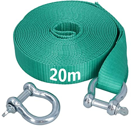 AB Tools Extra langes 20 m Abschleppseil und zwei Schäkel, 8T Abschleppen, 4 x 4, Offroad