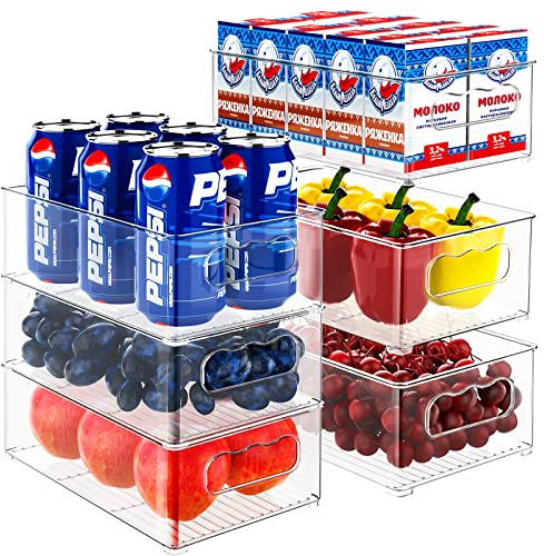 changshengda Kühlschrank Organizer Set - 6er Set (3 Mittel, 3 Groß) Kühlschrank Organizer, Organizer Kühlschrank für Speisekammer, Gefrierschrank, Schrank, Schublade, Büro