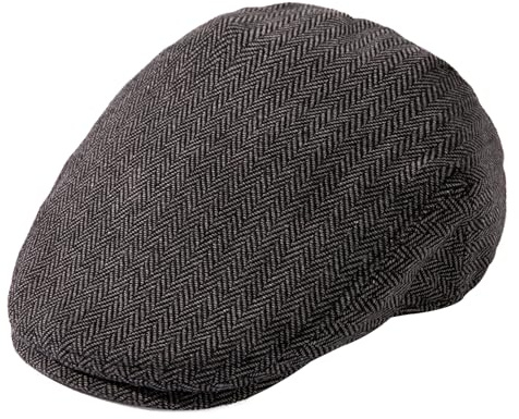 TOP-EX Schiebermütze Herren Wollmischung Flatcap für Große köpfe Newsboy Schirmmütze Baskenmütze Cap Vintage Barrett Ivy Tweed Beret Peaked Cap Gatsby Caps für Golf Driver Fischgrät_Grau XXL