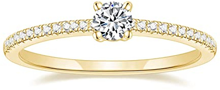 Titaniumcentral Vorsteckring Damen Eternity Ringe Schmal Rund Zirkonia Verlobungsringe Eheringe Versprechen Ring (Gelbgold,60 (19.1)