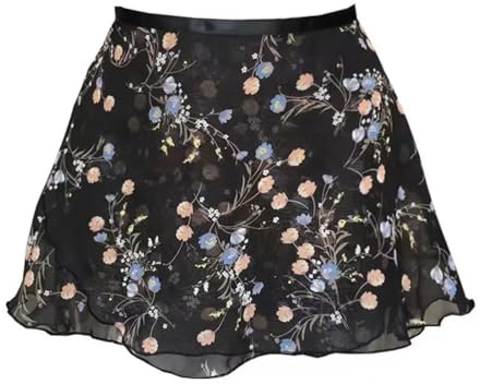 HKYBCF Ballett Wickelrock Tanzrock Ballett Schürze Rock Erwachsene Chiffon Blume Praxis Trikot Tanzen Tragen Mädchen Blumen Druck Ballett Tutu Tanzen Kleid(Color-05,L Height145-170cm)