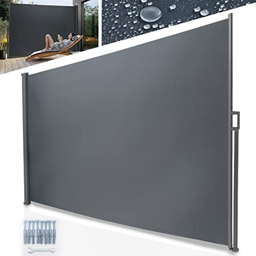 ONBEST Seitenmarkise 160x300 cm – ausziehbarer Sichtschutz | Markise zum Ausziehen für Terrasse, Balkon & Garten – Sonnenschutz, Windschutz und Sichtschutz für außen