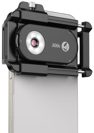 Evil Eye 300X Handy Mikroskop, Telefonmikroskop mit CPL, 18 LED-Licht, 19 Beleuchtungsmodi, Mikroskop Handy UV-Licht & Universalclip Für Android/iPhone, Ideal Für Gärtner, Uhren & Schmuckliebhaber