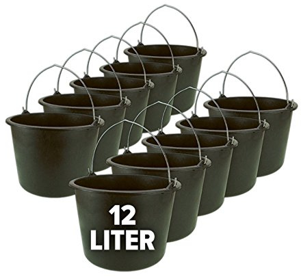 Eimer, Baueimer, Putzeimer, Mörteleimer mit Henkel 10er Set - 12 oder 20 Liter, Größe:12 Liter