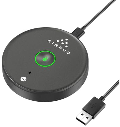 AIRHUG USB-Mikrofon, ohne Lautsprecher, Desktop-Computer-Mikrofon, Stummschalttaste mit LED-Anzeige, AI-Rauschunterdrückung, Plug & Play, omnidirektionaler Kondensator, PC-Laptop-Mikrofone, für