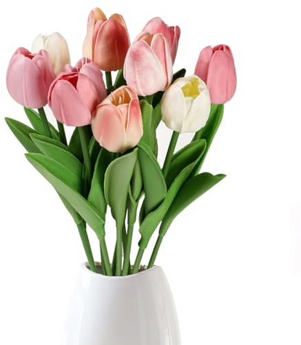 Aruicheng Tulpen Künstlich Wie Echt Kunstblumen Wie Echt Künstliche Blumen Tulpen Blumenstrauß Fake Blumen Kunsttulpen Artificial Flowers Plastik Kunst Tulpe Unechte Artificial Tulips zur Dekoration