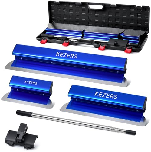 KEZERS Flächenspachtel set, Flächenspachtel 30cm 55cm & 80cm, Fassadenspachtel für extra Handlichkeit und austauschbarer Edelstahlklinge 0,3mm für ansatzfreies Spachteln