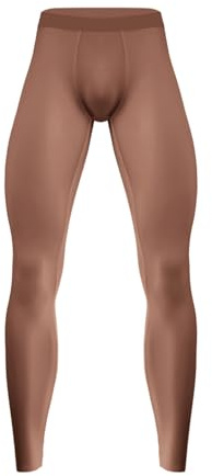 MSemis Männer Sport-Leggings Seidige Kompressionshose Yoga Fitness Strumpfhosen Bulge Pouch Skinny Tights Lange Unterhose