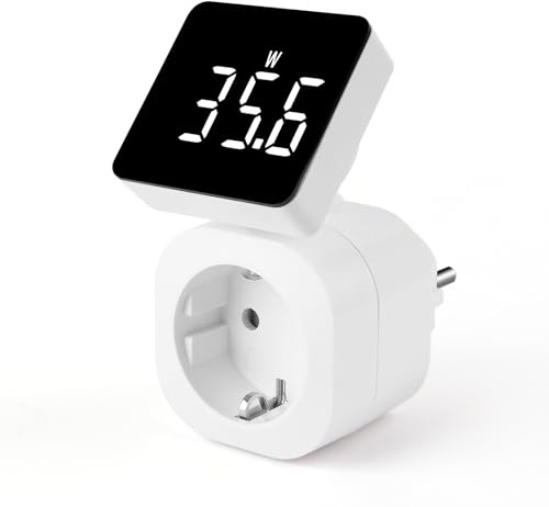 Stromzähler für Steckdose 6 Modi, 180°Rotbarer Stromzähler Strommessgerät mit Groß LCD, Strommessgerät Steckdose Energiekostenmessgerät Hinterleuchtete Weiße Ziffern, Wattmeter Kwh Zähler Strommesser
