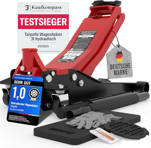 Tarpofix® Wagenheber 3t hydraulisch (85-475mm Hubhöhe) | Premium Hydraulik Rangierwagenheber 3t mit Doppelzylinder | 3000kg Wagenheber flach für SUV & tiefergelegte Autos | Hydraulik Rangierwagenheber