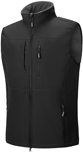 Outdoor Ventures Softshell Weste Herren Outdoor Wasserdicht Ärmellose Jacke | Winddichte Fleece Gefütterte Weste, Arbeitsweste, Fahrradweste mit 7 Taschen, Softshellweste für Männer Wandern, Laufen, Golf