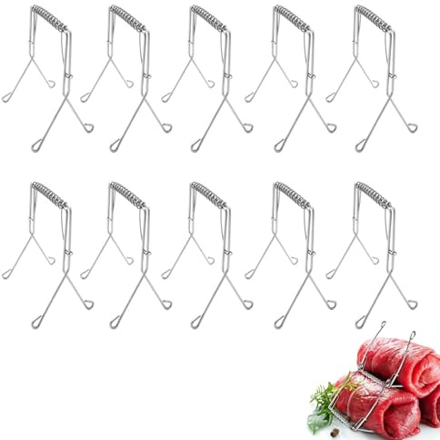 10 Stück Rouladenklammern Edelstahl, Kohlrouladen klammern, Rostfrei und Korrosionsbeständig, Wiederverwendbar, Perfekte Alternative zu Rouladennadeln Oder Rouladenspieße