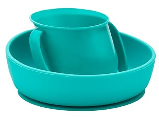 Doidy Trainer-Becher und Entwöhnungsschalen-Set, für Babys ab 3 Monaten (Tasse + Schüssel, türkis)