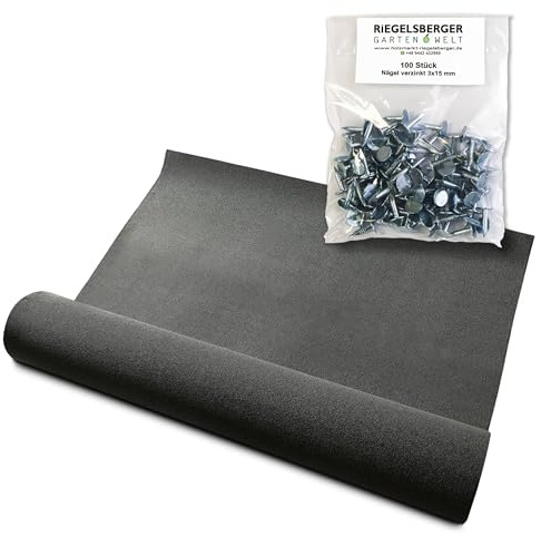 Gartenpirat Bitumen Dachpappe R333 schwarz 1 Rolle 10 m² Bitumenbahn zur Dacheindeckung Dachbahn inkl. 100 Stück Dachpappnägel verzinkt 3x15 mm