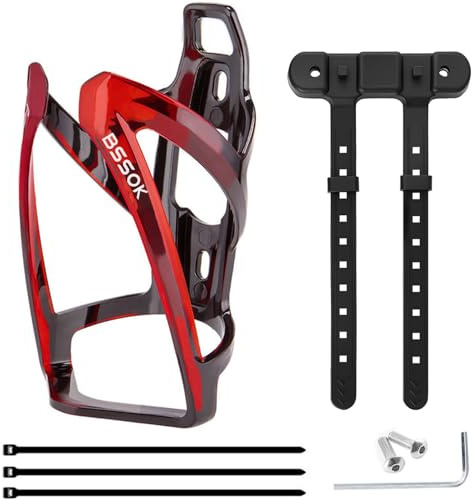 BSSOK Flaschenhalter Fahrrad, Schwarz-Rot, Kunststoff, Trinkflaschenhalter, Wasserflaschenhalter, Leichte Langlebige PC Getränkehalter für Fahrrad, MTB, Rennrad, Mountainbikes