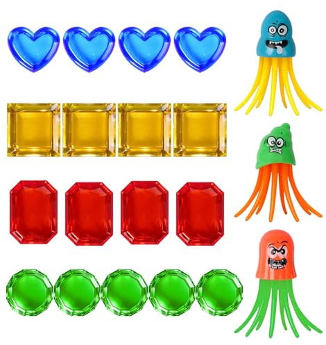 YORFULL Tauchspielzeug für Kinder, 20 Stück Tauch Spielzeug Kinder, Unterwasser Pool Spielzeug mit Tauchringe, Torpedos, Algenspielzeug für 5-12 Jahre, Tauchspielzeug Set mit Aufbewahrungsbeutel