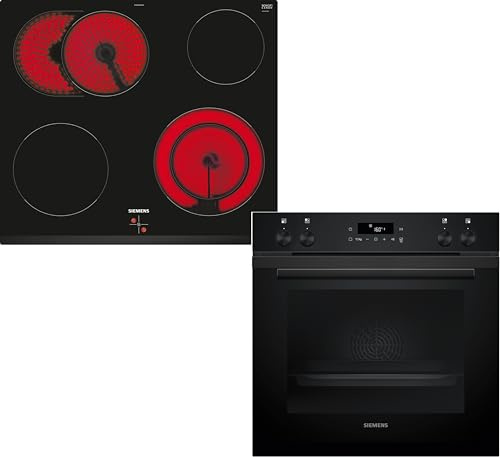Siemens iQ300 Einbauherd Set mit Elektrokochfeld 60 x 60 cm EQ212KAAB | Made in Germany, Schnellaufheizung, Gleichmäßige Hitzeverteilung