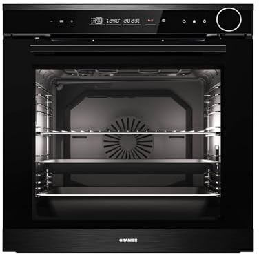 Oranier Dampf-Backofen EBD830 autark schwarz 80 Liter Garraum - Soft-Close Tür - Touch-Control - Pyrolyse Einbaubackofen mit 14 Funktionen
