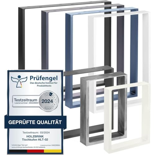 HOLZBRINK Tischbeine Metall Grau | Tischkufen/Tischgestell für Couchtisch, Esstisch, Schreibtisch, Sitzbank | 2 Stück Möbelfüße 40 x 43 cm