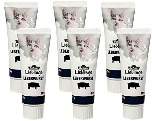 Dehner Katzensnack, Leckerli Leberwurst zuckerfrei, Lebensmittelqualität, in Tube, 6 x 75 g (450 g)