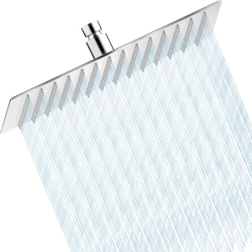 Regenduschkopf aus Edelstahl – HAUSPROFI feste Duschen mit Anti-Kalk-Silikondüsen – quadratisch 30 x 30 cm – gebürstetes Chrom-Finish
