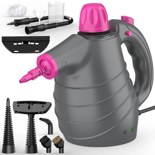Dampfreiniger Handgerät, Handdampfreiniger mit 10-teiligem Mehrzweck Zubehör, 1050 W 3,5 Bar 450 ML Chemikalienfreie, Steam Cleaner Reinigung von Boden, Polster, Fenster, Küche, Entfernt Fett, Schmutz