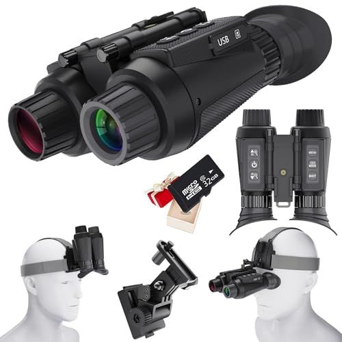 Nachtsichtgerät mit 3D-Vision-Effekt Infrarot Digital 8X Zoom Völlig Unabhängig Einstellbare Nachtsichtbrille Jagdfernglas für Erwachsene Nachtsicht und Tag Militär Freihändiges NGV für Helm