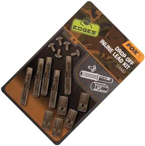 Fox Edges Camo Inline Lead Drop Off Kit - 5 Karpfenblei-Clips für Dropoff Montagen, Camouflage