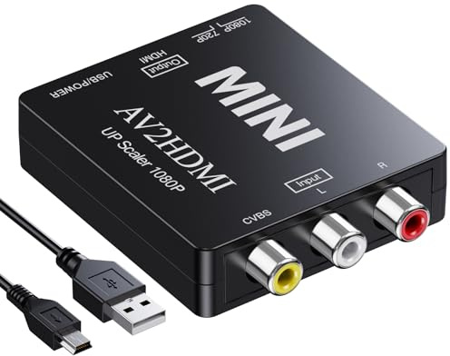 DigitPro RCA zu HDMI, AV zu HDMI Konverter, 1080P Mini RCA Composite CVBS Video Analog Konverter Adapter Anschluss unterstützt PAL/NTSC für TV/PC / PS3 / STB/Xbox VHS/VCR/Blue-Ray DVD-Player