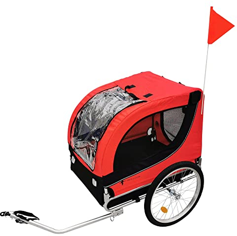 Hundeanhänger für Fahrrad - Fahrradanhänger für Hunde - Radanhänger - Hundefahrradanhänger e-Bike - rot bis 40kg