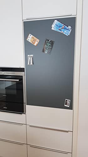 Magnettafel | Memotafel | Selbstklebend | Magnetleisten mit 5 Stück starke Magnete | Büro, Pinnwand, Fotowand, Dokumente Kühlschrank beschreibbar, abwischbar, magnetisch (grau, 50x30cm)