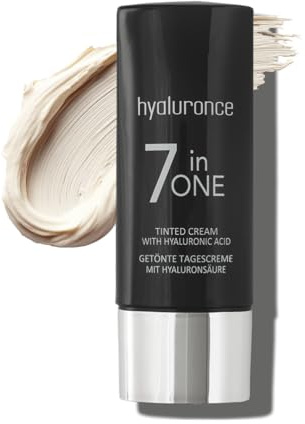 hyaluronce Cream 7-in-1, Getönte Tagescreme mit Hyaluron, Feuchtigkeitsspendend und Kaschierend, Satin Finish Make-up-Alternative für helle bis mittlere Haut, passt sich dem Hautton an (30ml