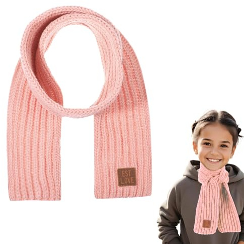 Abeillo Winter Schal - Baumwolle Unisex Baby Schal, Warme Winterschals für Kinder, Weicher Gestrickter Halswärmer, Warme Schals, Wickeltuch für Baby, Jungen, Mädchen (Rosa)