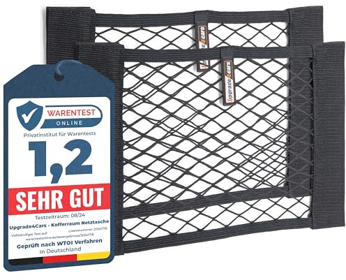 Upgrade4cars Kofferraum Netztasche Klett | 2 Auto Organizer Netze 40 x 25 cm | Elastisches Kfz Aufbewahrungsnetz Universal Autozubehör Innenraum Gadget Geschenke für Frauen Männer