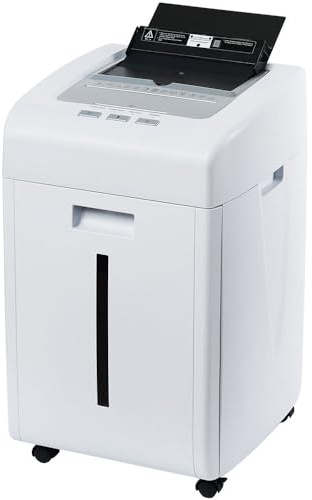 Kalopsia Aktenvernichter Professionell 200 Blatt P5 Mikroschnitt | Automatischer Mikroschnitt 60Min P5 Hochsicherheits Kreditkarte/CD/Klammer Heim Büro Schredder mit 35L Behälter