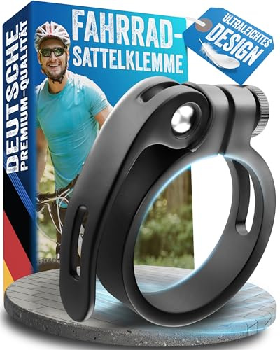 Liebdorf® Fahrrad Sattelklemme mit Schnellspanner für Fahrradsattel - 31,8 und 34,9 Sattelstutzklemme aus Aluminium - Schwarz/Silber (Schwarz, 31.8mm)