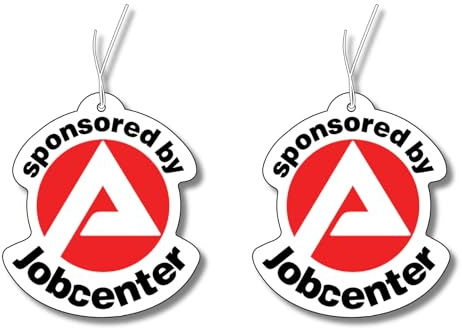 2x Duftbaum mit 'Sponsored by Jobcenter' Motiv, Auto lustig Duftspender, Duftbaum Auto tuning, Lufterfrischer, Duftanhänger Auto, Set Auto, Scherzartikel