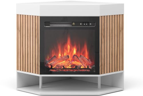 Vicco Elektrokamin Lynea, Weiß, 100 cm mit realistischem Flammeneffekt und Heizung 1800W, wandmontierbar mit Fernbedienung und Einstellbarer Temperatur