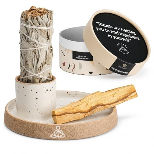 [HOCHWERTIGE] Räucherschale für jedes Räucherwerk, Räucherstäbchen, Palo Santo, Weißer Salbei I Räucherschale I PALO Santo UND Salbei SIND Nicht ENTHALTEN