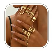 XSDSLS 16 Stück Gold Ringe für Damen Chunky Rings Klobige Ringe Knuckle Offene Verstellbarer Ring Stapelbare Fingerring Gold Chunky Dome Dicke Offene Rings Set Stapel für Frauen