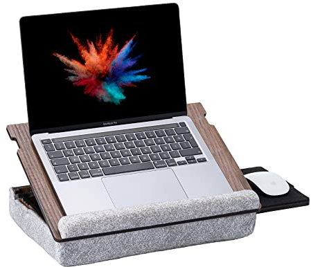 Vigo Wood Laptopkissen - Laptray mit Kissen, Laptop Tisch für Sofa, Lap Desk , Verstellbarer Ständer für Bett, , Tray (Walnuss)