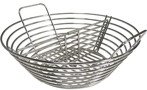 GRILLJOB Kamado Joe Klassischer großer grüner Eierkorb mit Trennwand, aus Edelstahl, passend für 45,7 cm große grüne Ei-Zubehör, Kamado Joe Classic Large Green Egg Basket