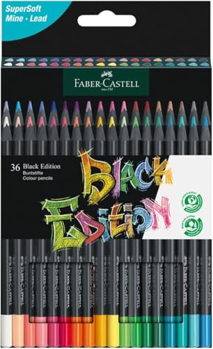 Faber-Castell 116436 - Buntstifte Blackwood, Black Edition, 36er Etui