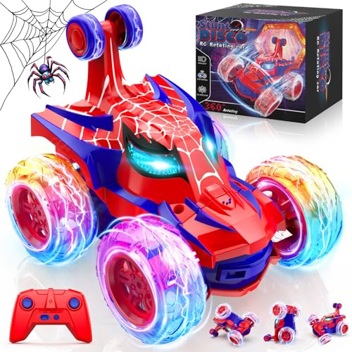 Ferngesteuertes Auto Kinder Spider Spielzeug ab 3 4 5 6 7 8 9 Jahre Junge | 2.4Ghz Stunt Auto RC Monster Truck mit Coole Lichter, Kinderspiele Geschenk Weihnachten Geburtstags Junge Mädchen ab 3+ Jahre