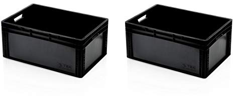 2x Eurobehälter 60x40x27 schwarz * Eurobox 60 x 40 x 27 Euro Box Behälter Lager stapelbar