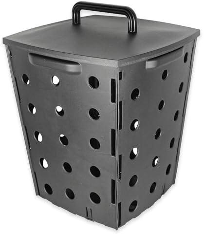 Garten Komposter 17 L - Kompostbehälter für organische Abfälle - Äußerer Eimer mit Deckel - Herstellung von 100% natürlichem Dünger - 35 x 28 x 28 cm - Kunststoff - Grau
