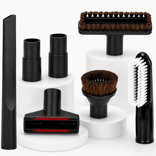 7-teiliges Staubsauger Zubehör Düsen Set 32-35 mm Aufsatz für PKW und Auto | DeClean Universal Bürstenaufsatz mit Matratzenaufsatz Fugendüse und Polsterdüse - Reinigungsdüsen für Staubsaugerrohre