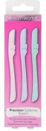 Brushworks Precision Augenbrauen-Rasierer, Pastellfarben, 3 Stück