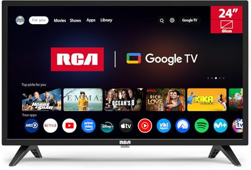 RCA Smart TV 24 Zoll (60 cm) Google TV HD mit Triple Tuner (DVB-T/T2-C-S/S2), WLAN, Prime Video, Netflix, Google Play Store, DAZN, Disney+ [Mod. 2025]